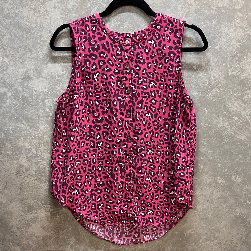 Rachel Zoe Pink Leopard Print Sleeveless Top